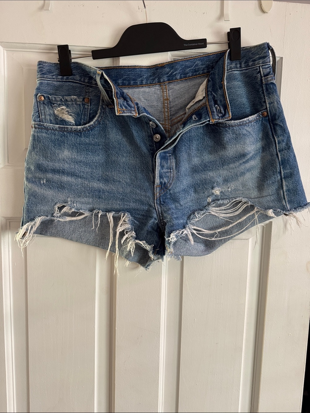 Levi's Distressed Light Blue Denim Cutoff Shorts - 31